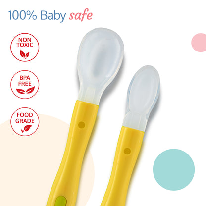 Fun Club Baby Silicone Spoon Set, BPA Free, FDA Approved, 2 pcs, Green