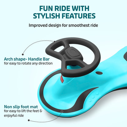Sunny Swing Car, Kids Push Car, Magic Car for Kids, Comfortable Seats & Durable, Ride On Magic Car for 3+ Years Baby Boy & Girl, Blue & Black