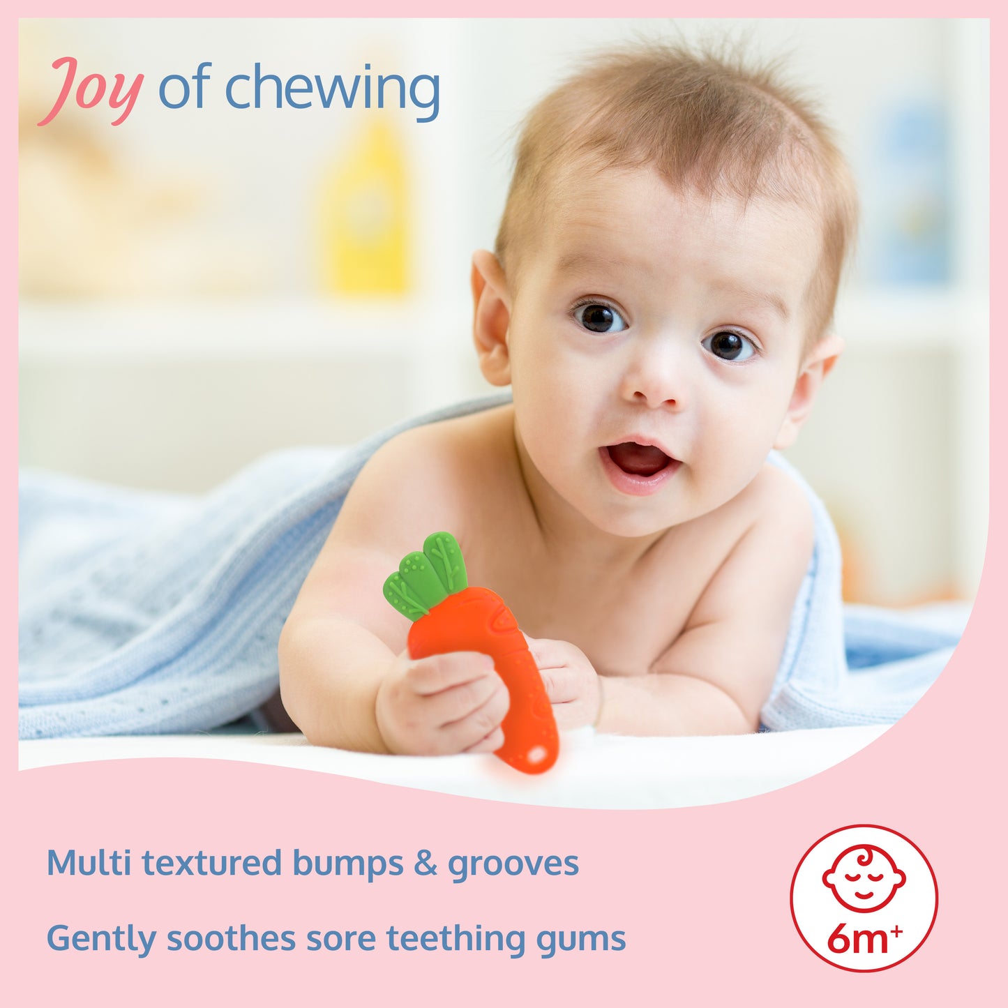 Baby Silicone Teether (Orange, White & Green)