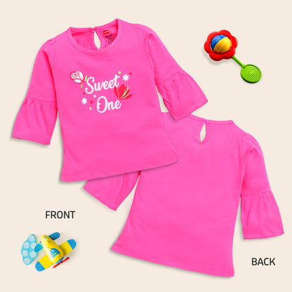 Baby Girls 100% Cotton Full Sleeve Girls Top Pack Of 4, Lt. Peach, Mango, Morning Glory & Sea Green