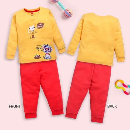 Baby Boys 100% Cotton Full Sleeve Boys T-Shirt & Pyjama Sets Pack Of 3, Aqua, Sunflower & Aurora Red