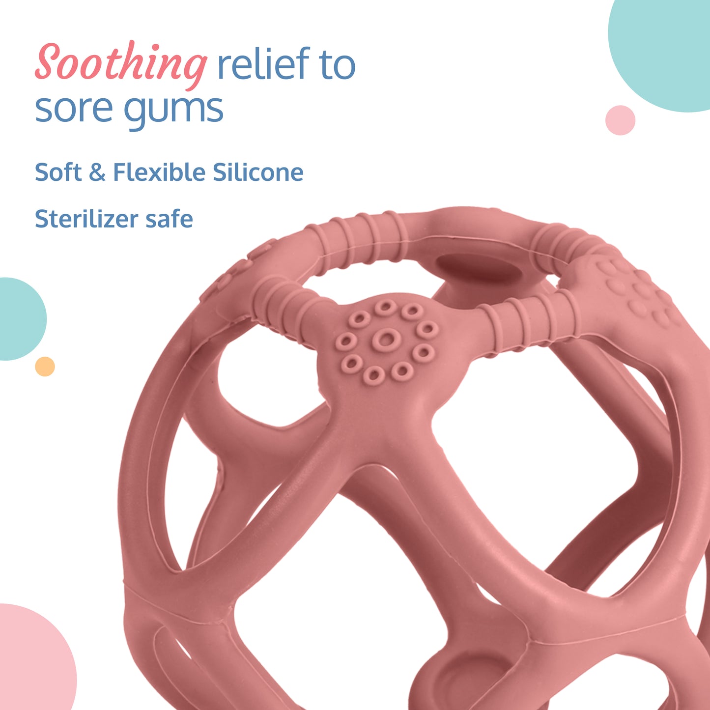 Silicone Ball Teether, Pink
