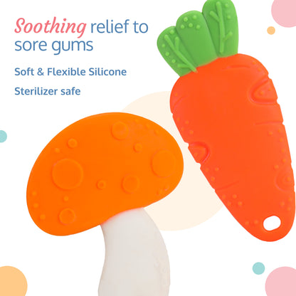 Baby Silicone Teether (Orange, White & Green)