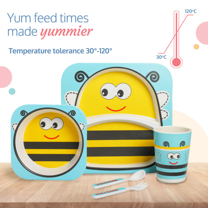 Bamboo Baby Tableware Set, Set Of 5 Pcs, Bees