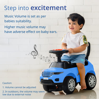 Starlight Ride on & Car for Kids with Music & Horn Steering, Push Car for Baby with Backrest, Safety Guard, Under Seat Storage & Big Wheels, Ride on for Kids 1 to 3 Years Upto 25 Kgs (Blue)