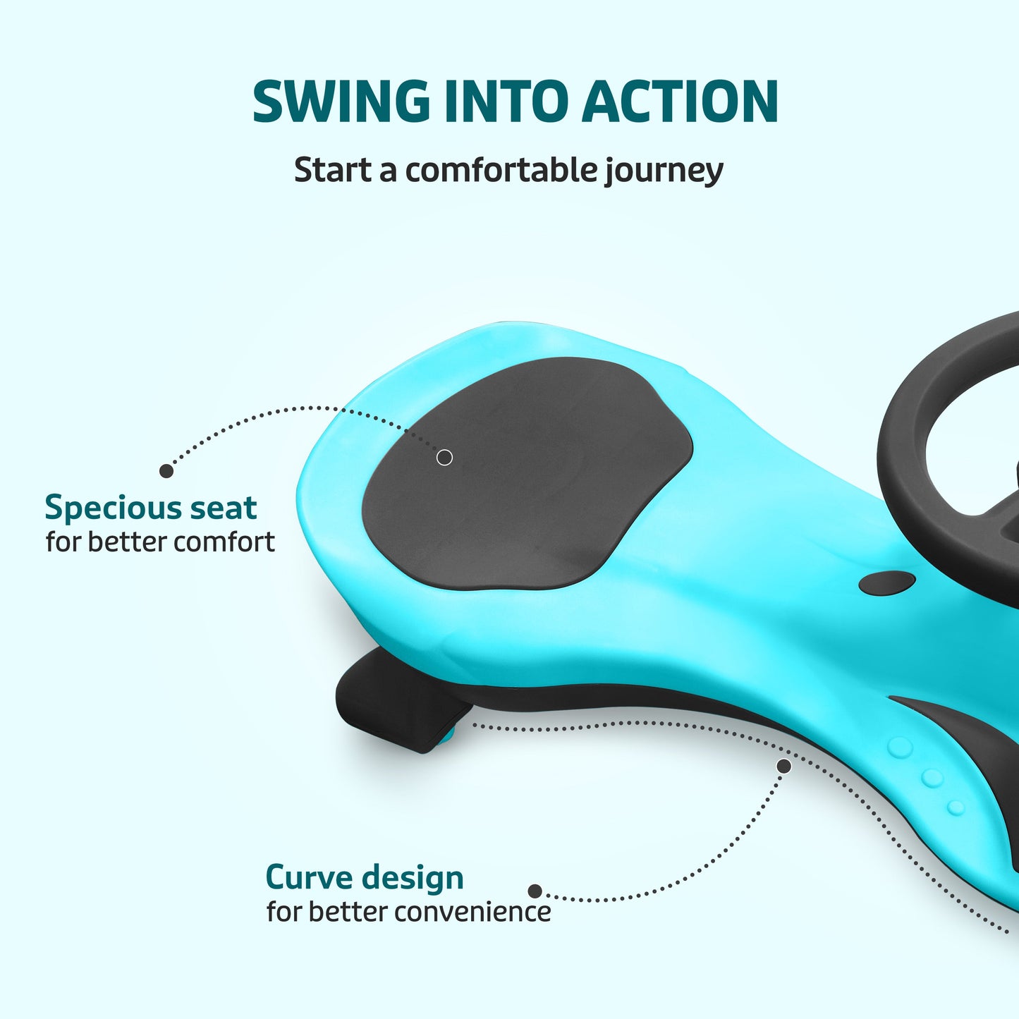 Sunny Swing Car, Kids Push Car, Magic Car for Kids, Comfortable Seats & Durable, Ride On Magic Car for 3+ Years Baby Boy & Girl, Blue & Black
