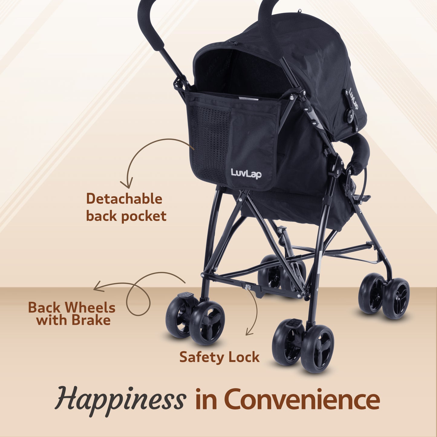 Tutti Frutti Baby Stroller Buggy, Black