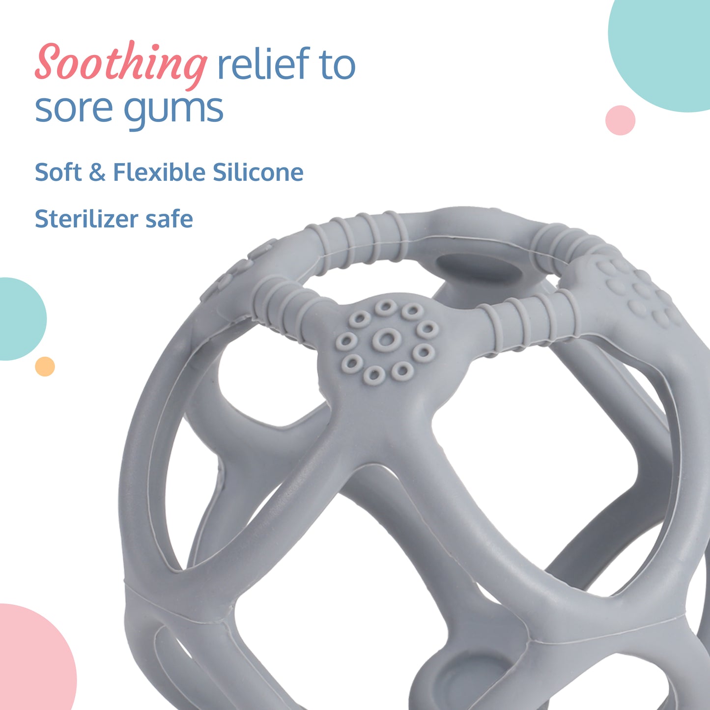 Silicone Ball Teether, Grey