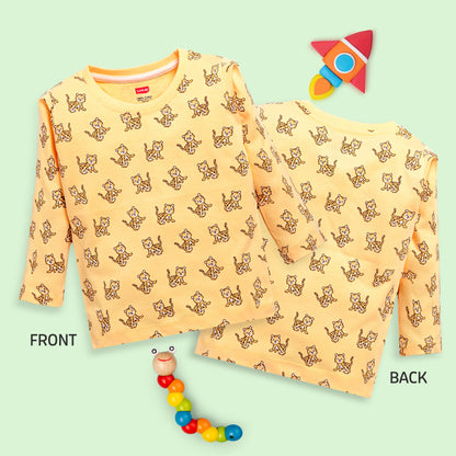 Baby Boys Regular Fit 100% Cotton Full Sleeves Boys T-Shirts Sets Pack Of 4, Mint, Light Peach, Mango & Papaya