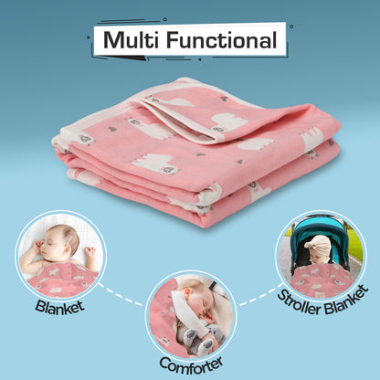 Baby Cotton Quilts Cum Wrappers, Pink Sheep