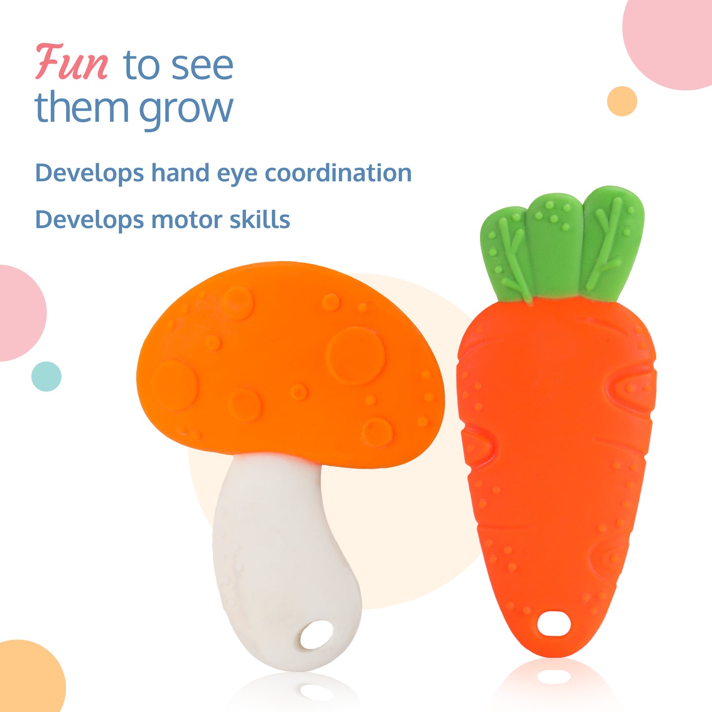 Baby Silicone Teether (Orange, White & Green)