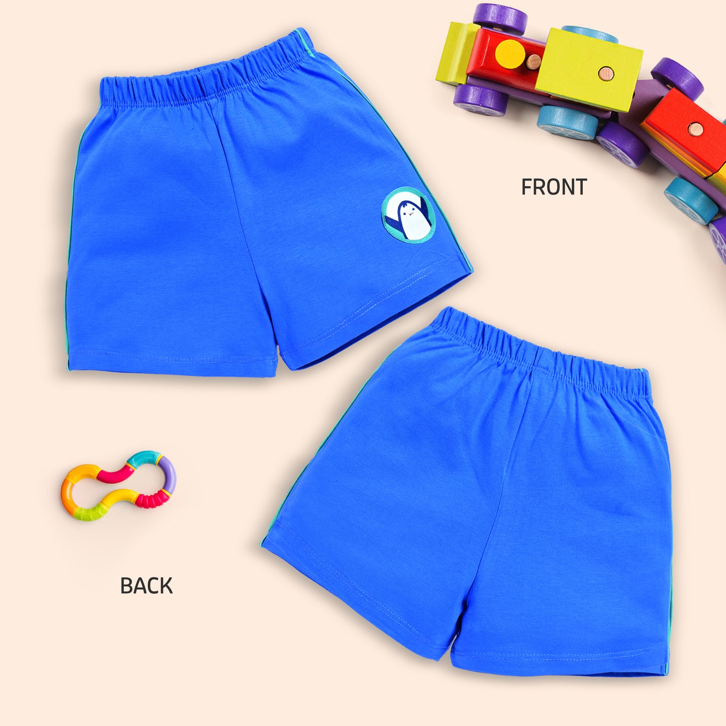 Baby Boys & Girls Regular Fit 100% Cotton Shorts Pack Of 5, Steel Grey, Teal, Blue Radiance, Gold & Supra