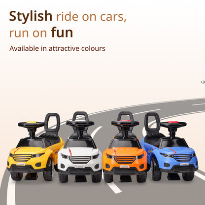 Sunny Ride on & Car for Kids with Music & Horn Steering, Push Car for Baby with Backrest, Safety Guard, Under Seat Storage & Big Wheels, Ride on for Kids 1 to 3 Years Upto 25 Kgs (Orange)