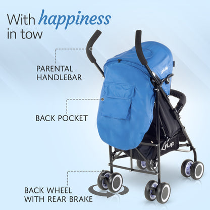 City Baby Stroller/Buggy, Lightweight, Compact & Travel Friendly Baby pram, for 6-36 Months Baby, 5 Point Safety Harness, Adjustable seat Recline, extendable Canopy, 15Kg Capacity (Blue)