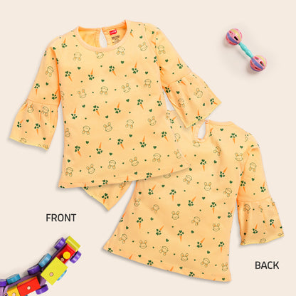 Baby Girls 100% Cotton Full Sleeve Girls Top Pack Of 4, Lt. Peach, Mango, Morning Glory & Sea Green
