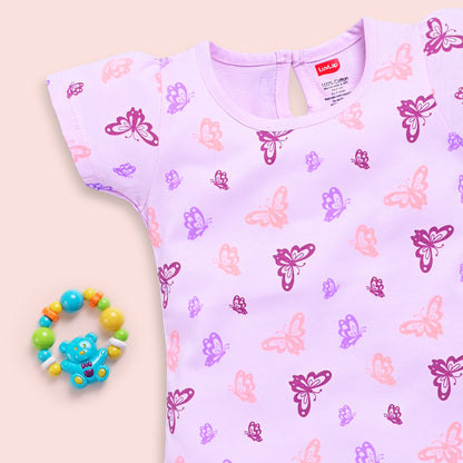 Baby Girls Regular Fit 100% Cotton Half Sleeves Girls Top CoSets Pack Of 3, Morning Glory, Mango & Lilac Snow