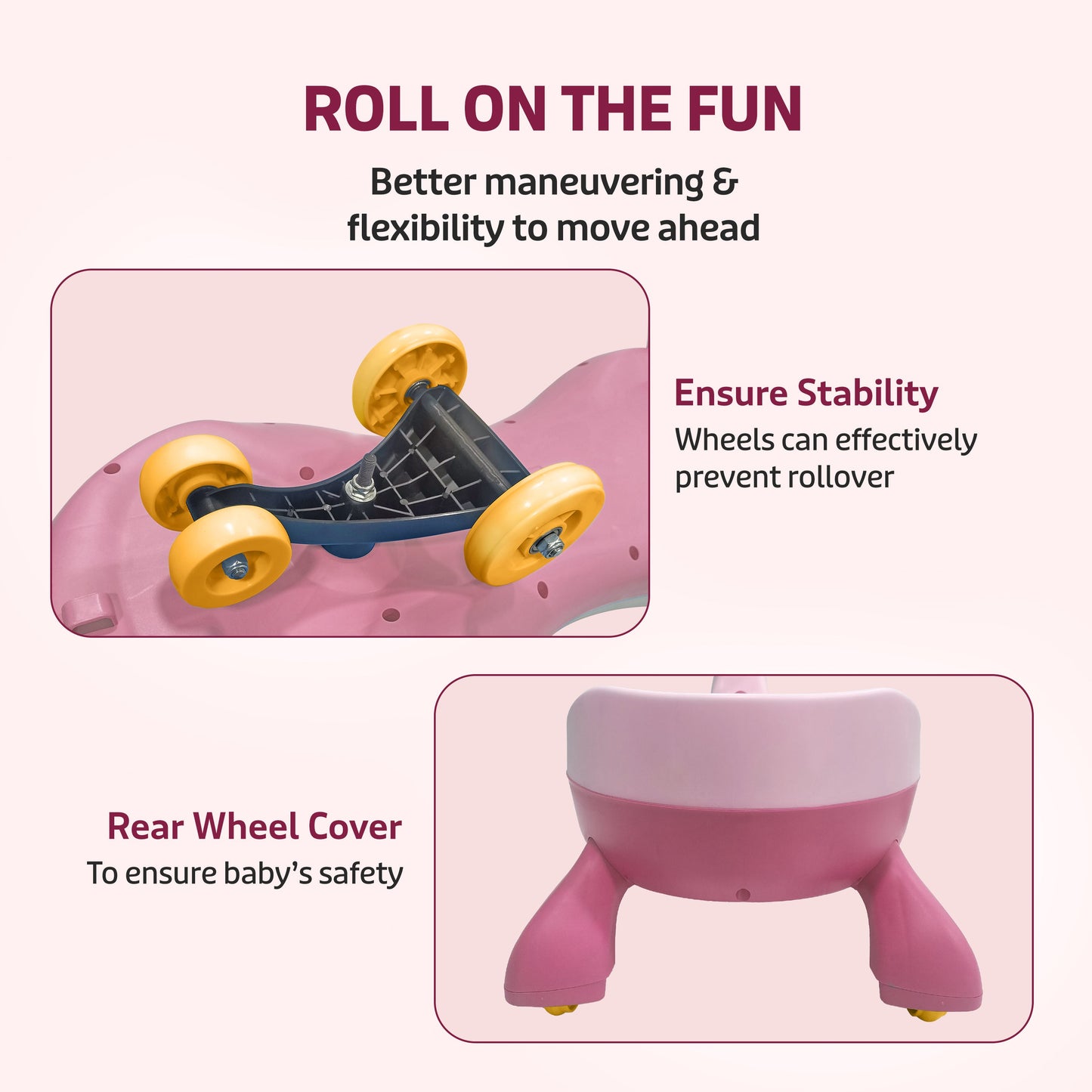 Luvlap Sunny Swing Car/Magic Car Toy Car for Kids, 3-12 Year Old, Pink
