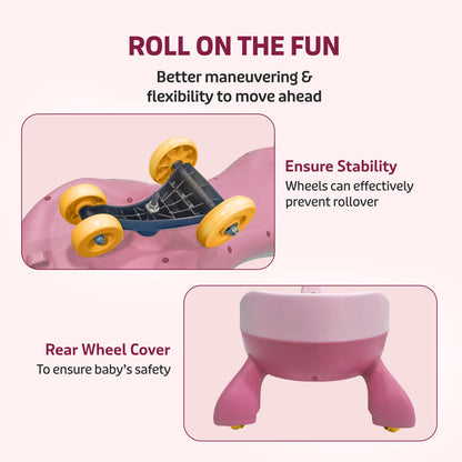 Luvlap Sunny Swing Car/Magic Car Toy Car for Kids, 3-12 Year Old, Pink