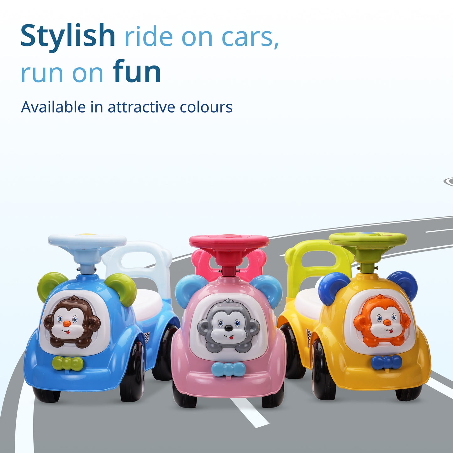 Sunny Ride on & Car for Kids with Music & Horn Steering, Push Car for Baby with Backrest, Safety Guard, Under Seat Storage & Big Wheels, Ride on for Kids 1 to 3 Years Upto 25 Kgs (Blue)
