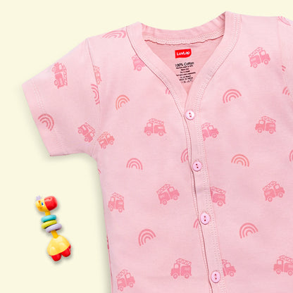 Baby Boys & Girls Regular Fit 100% Cotton Half Sleeve Jhabla & Shorts Sets Pack Of 3, Peach Whip, Sea Green & Soothing Sea