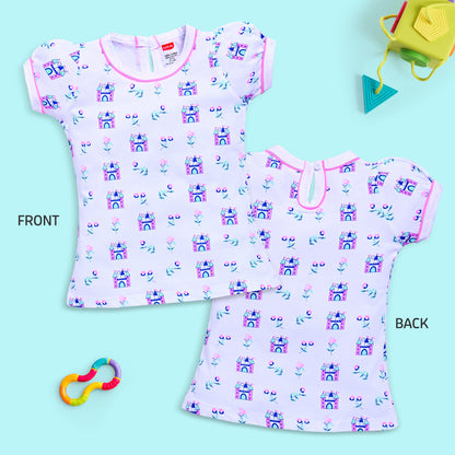 Baby Girls Regular Fit 100% Cotton Half Sleeves Girls Top Pack Of 5, Sea Foam Green, White, Lime Green, Lt. Peach & Papaya