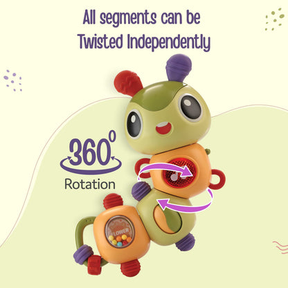 LuvLap Toy Ringing Caterpillar, Dancing Caterpiller Wind-Up Toys Activities for Preschool, Insect Toy for Kids, Battery Operated Interactive Baby Toys with Music and Light, BPA Free