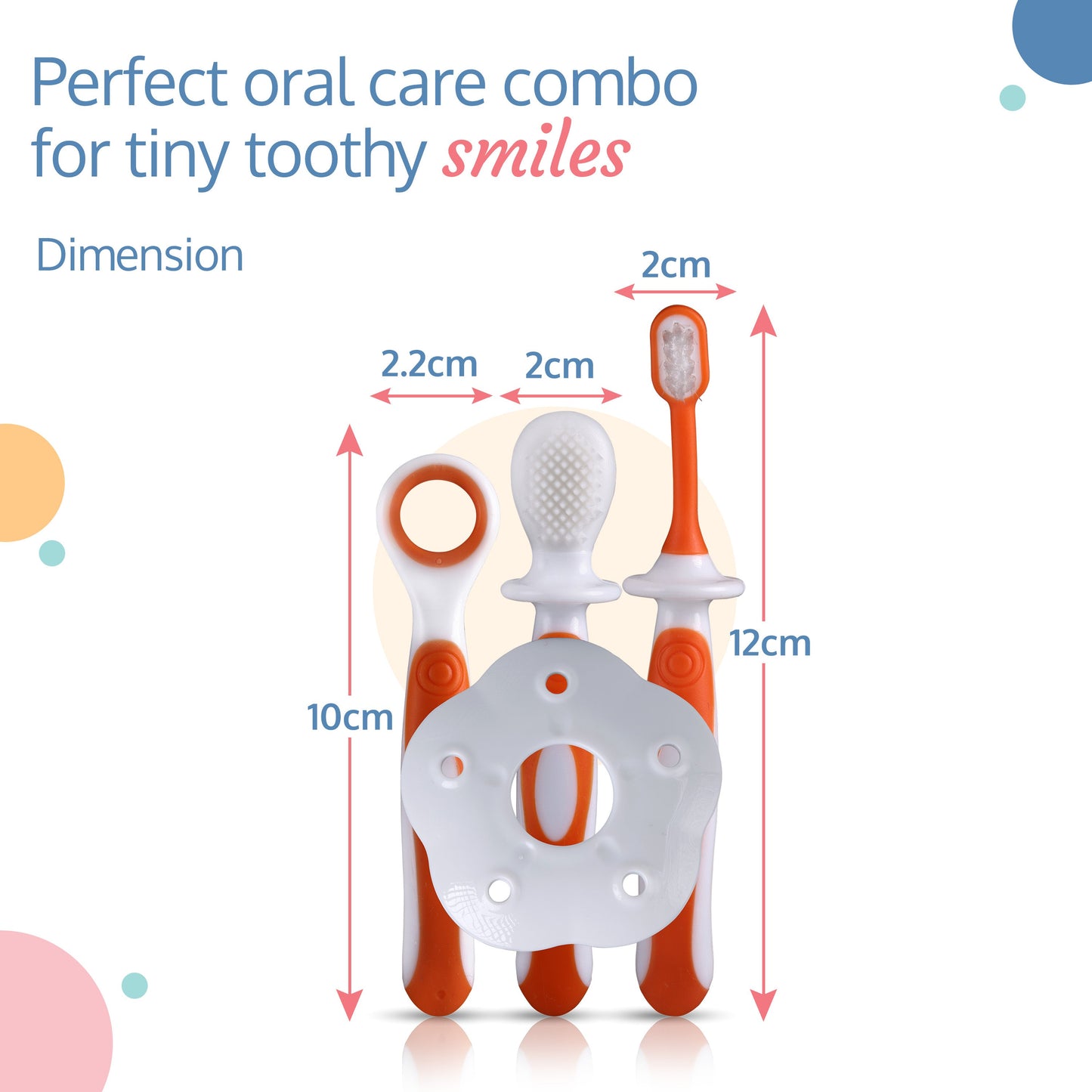 Baby Training Toothbrush Set Of 3 (White/Orange)