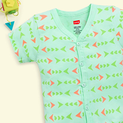 Baby Boys & Girls Regular Fit 100% Cotton Half Sleeve Jhabla & Shorts Sets Pack Of 3, Peach Whip, Sea Green & Soothing Sea