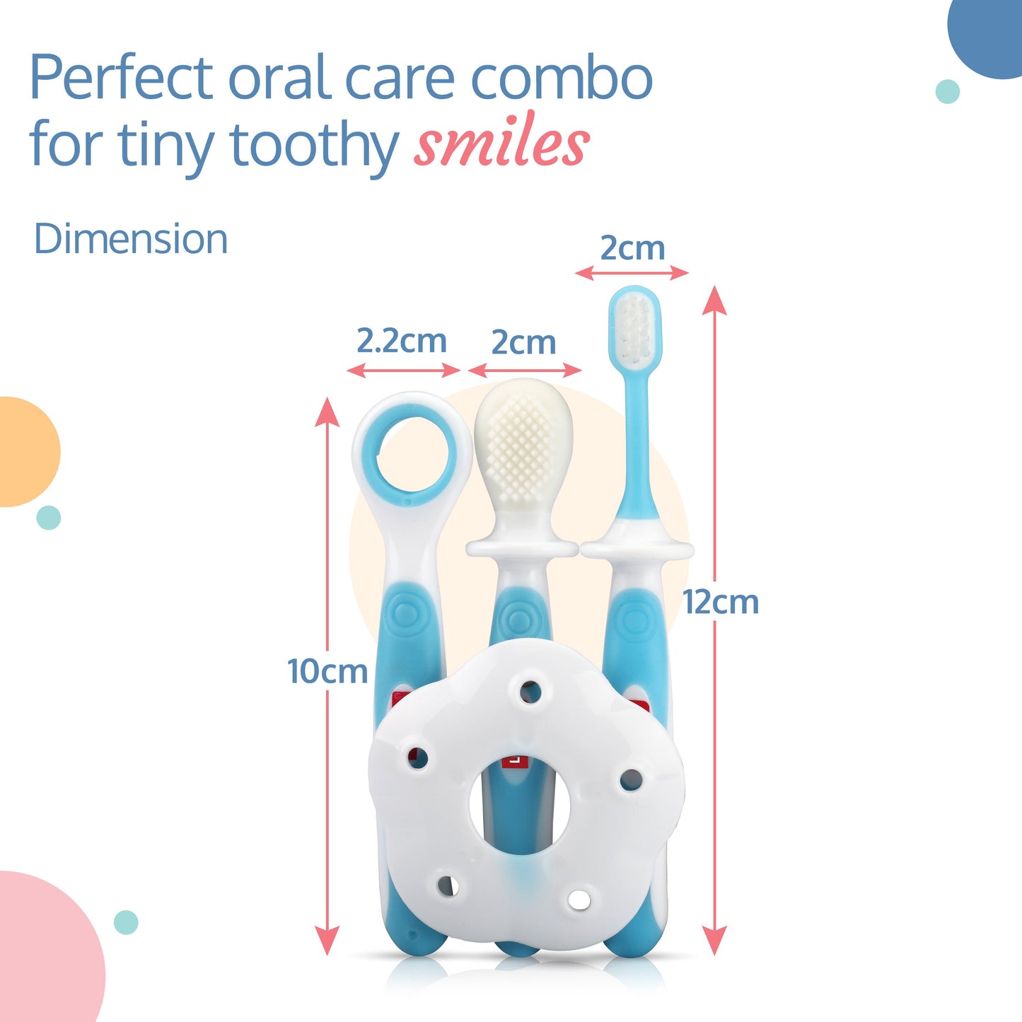 Baby Training Toothbrush, 3 Pcs, (White/Blue)