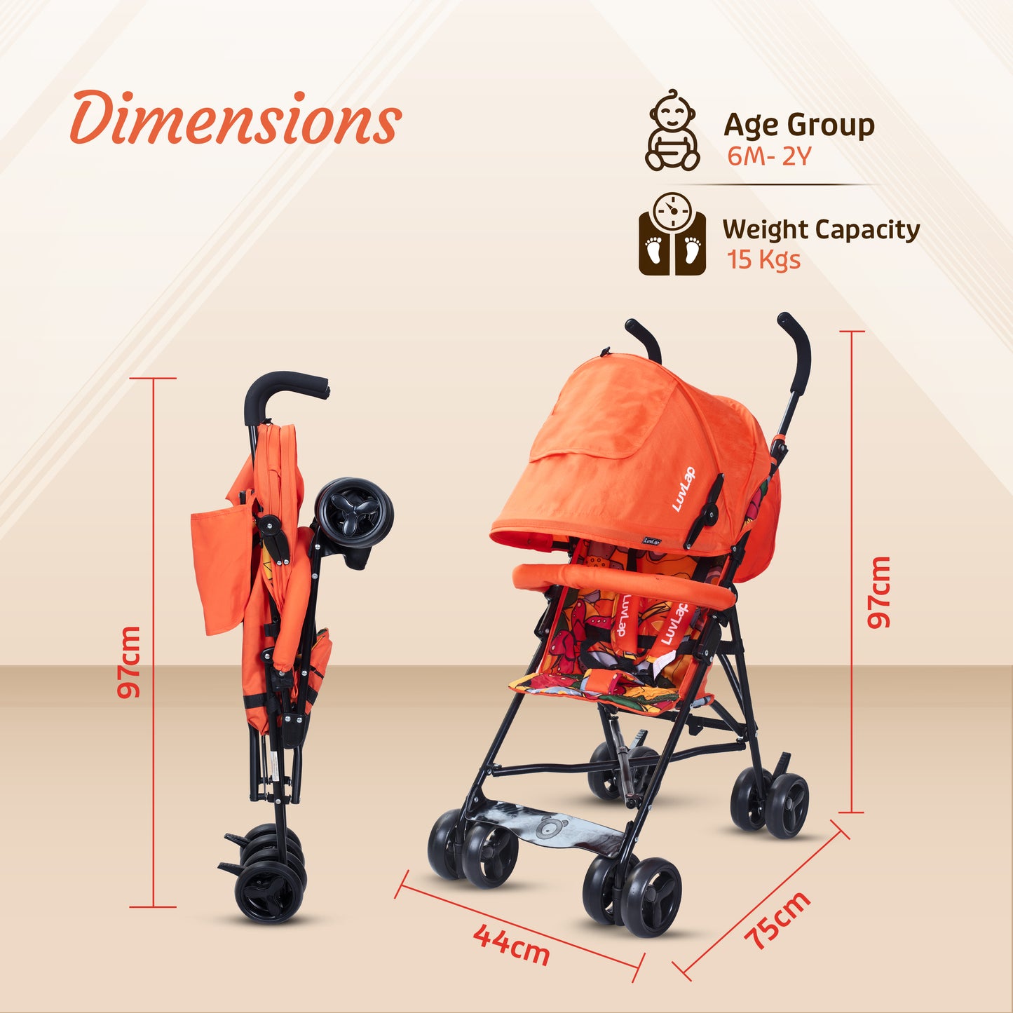 Tutti Frutti Baby Stroller Buggy, Orange