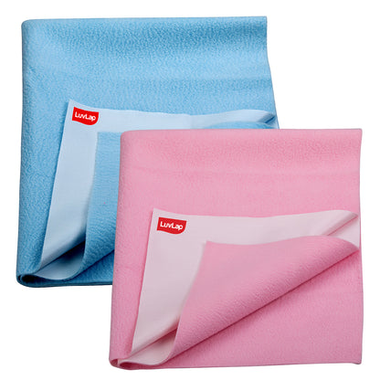 Dry Sheet- Sky Blue & Baby Pink, 0m+ - Small 50 x 70cm, Pack of 2