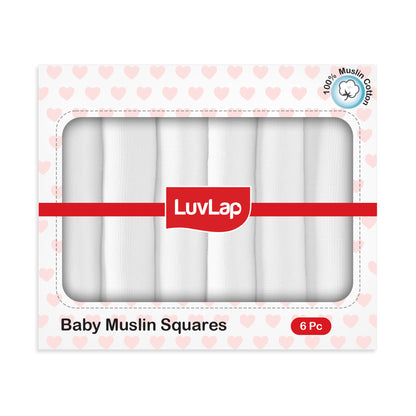 100% Cotton Muslin Baby Swaddles, Plain White, 70cm x 70cm, 0-18M+