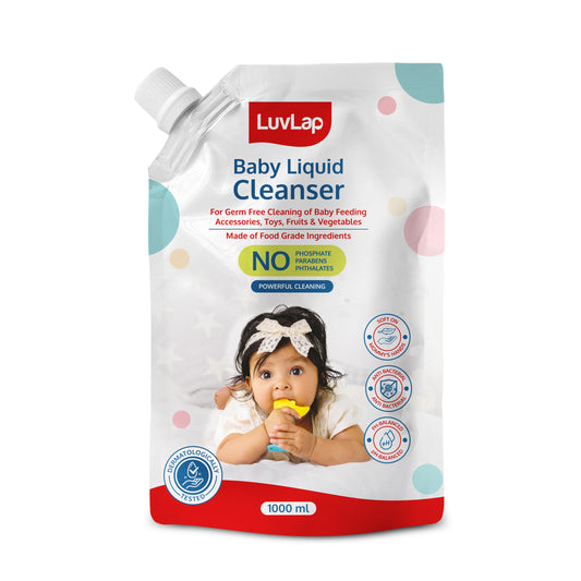 Baby Liquid Cleanser Refill pack- 1000ml, For cleaning feeding bottle, cutlery, toys, fruits & vegetables, Kills 99.9% Germs, pH Balanced Dermatologically tested formula, No harsh chemicals