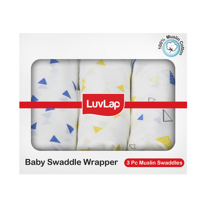 Muslin Baby Swaddle, White, Triangles