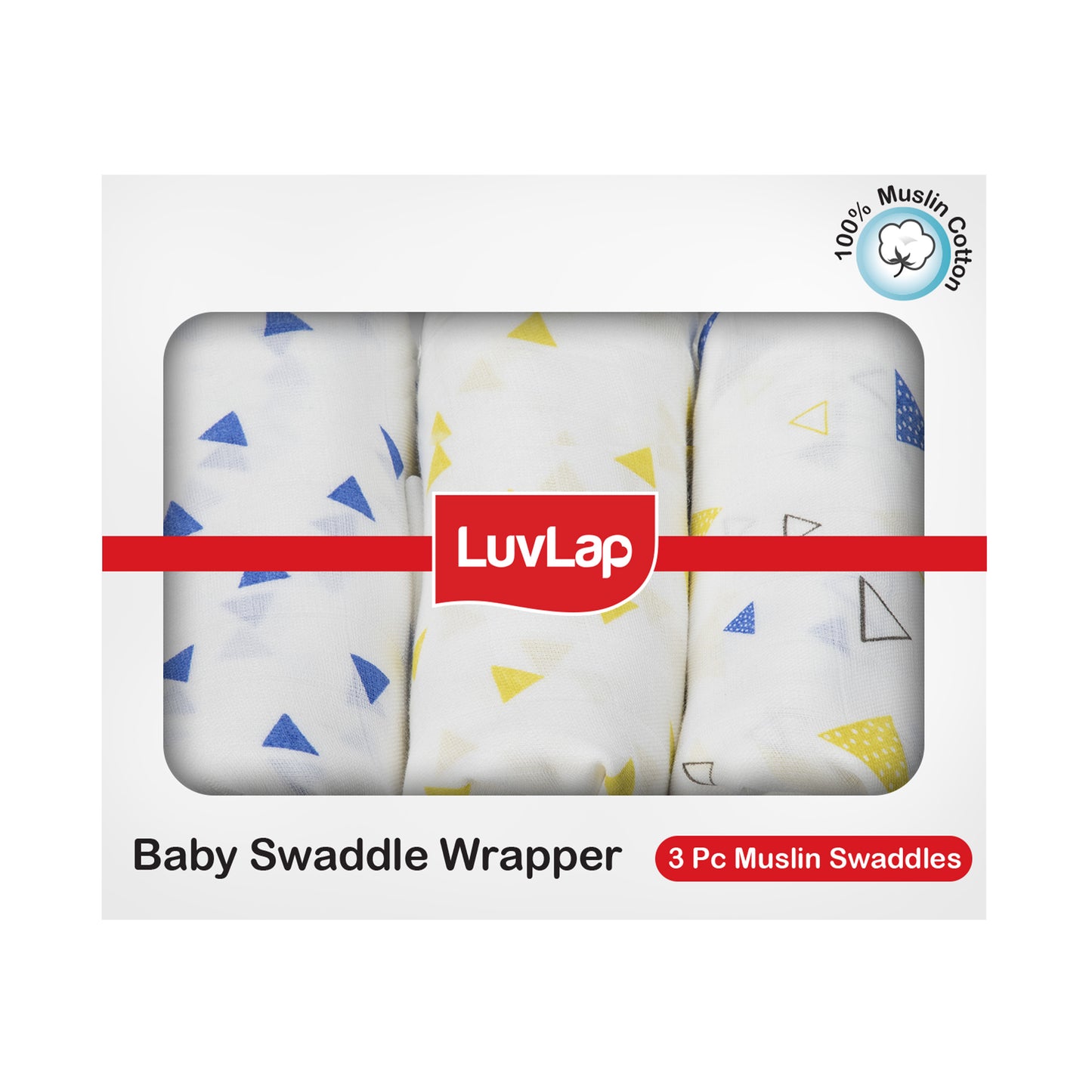 Muslin Baby Swaddle, White, Triangles