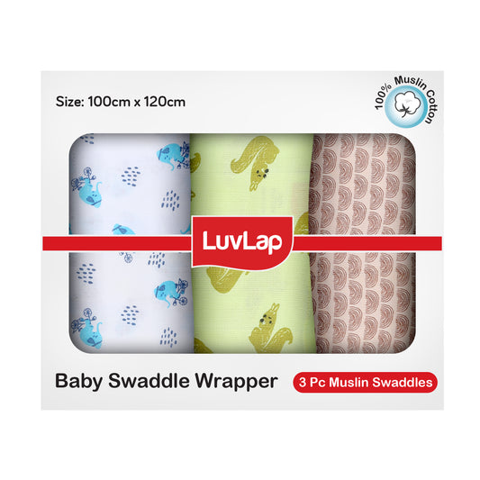 Cotton Hooded Wrapper Bus Print (Sky Blue)