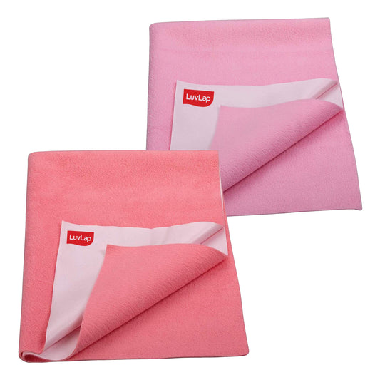 Drysheet - Salmon Rose & Baby Pink, 0m+ - Medium size 70cm x 100cm, Pack of 2