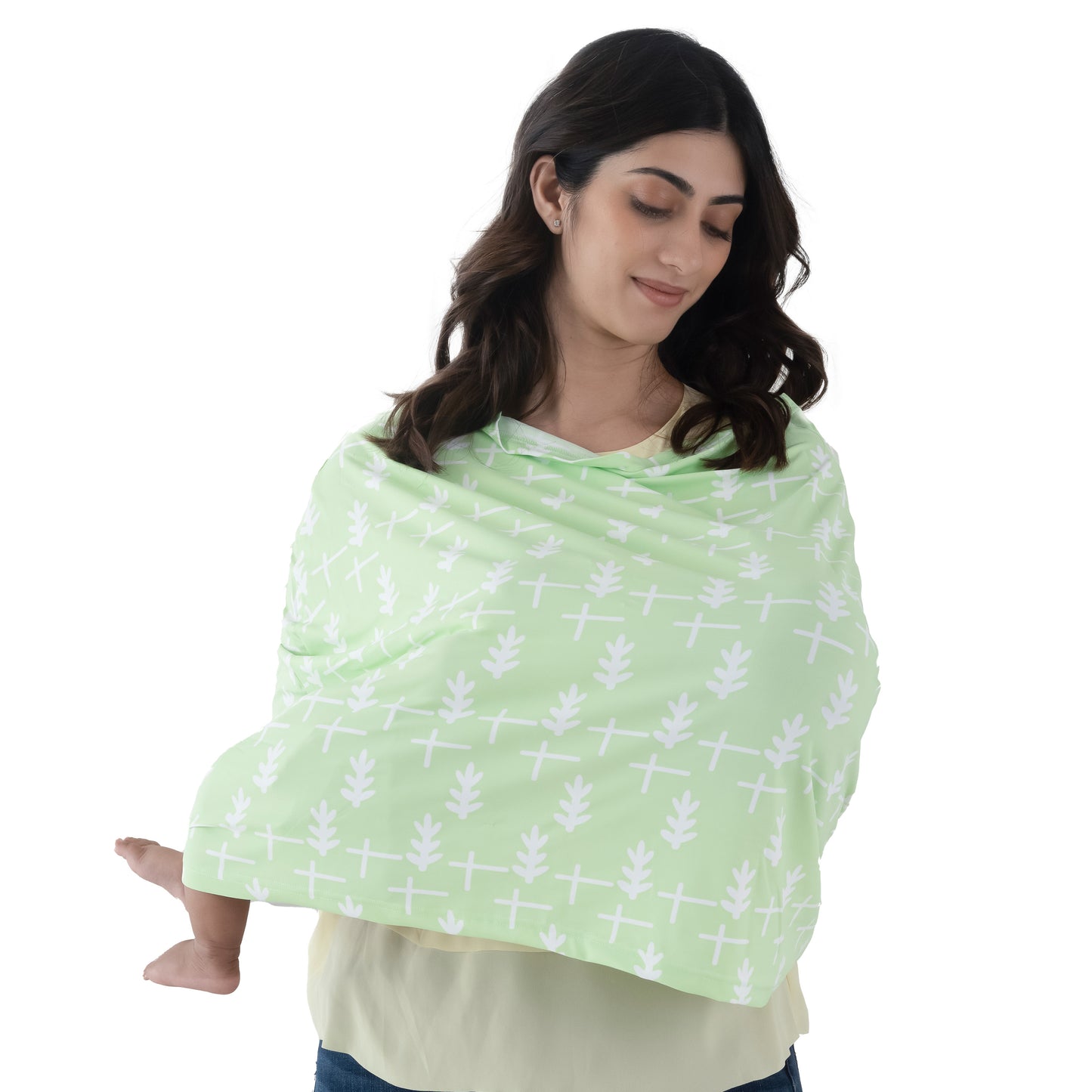 Nursing Cover Green Leaves Print