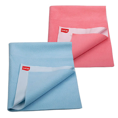 Drysheet - Sky Blue & Salmon Rose, 0m+ - Medium size 70cm x 100cm, Pack of 2