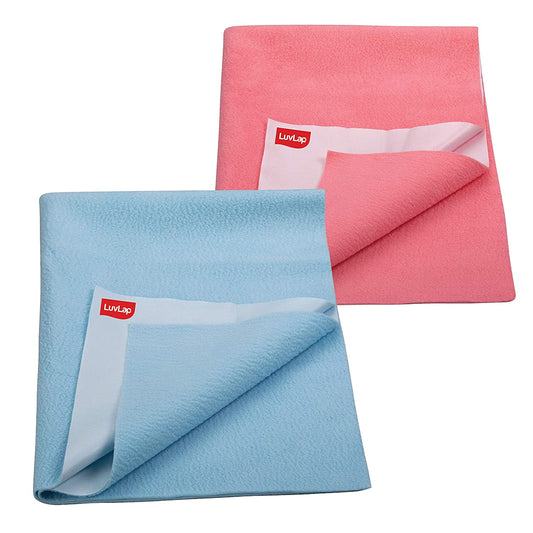 Drysheet - Sky Blue & Salmon Rose, 0m+ - Medium size 70cm x 100cm, Pack of 2