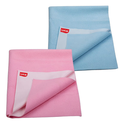 Drysheet - Sky Blue & Baby Pink, 0m+ - Medium size 70cm x 100cm, Pack of 2
