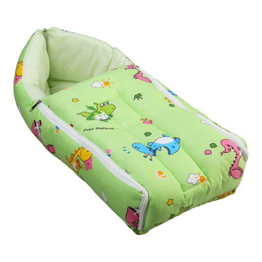 3 in 1 Baby Sleeping Bag and Carry Nest (Dino Print, Light Green)