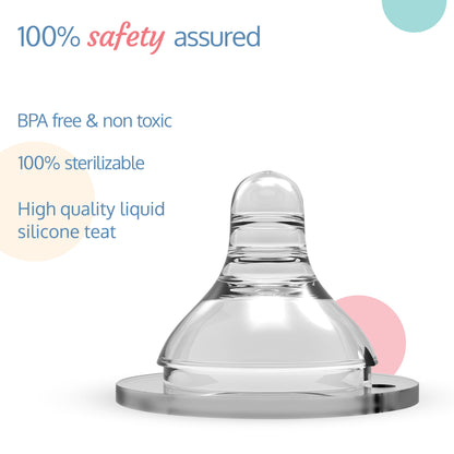 Anti-Colic Natura Flo Teat/Nipple for Wide Neck Bottle, 2pcs, Variable Flow