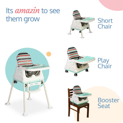 4in1 High Chair for Baby/Kids, Toddler Feeding Booster Seat with Wheels