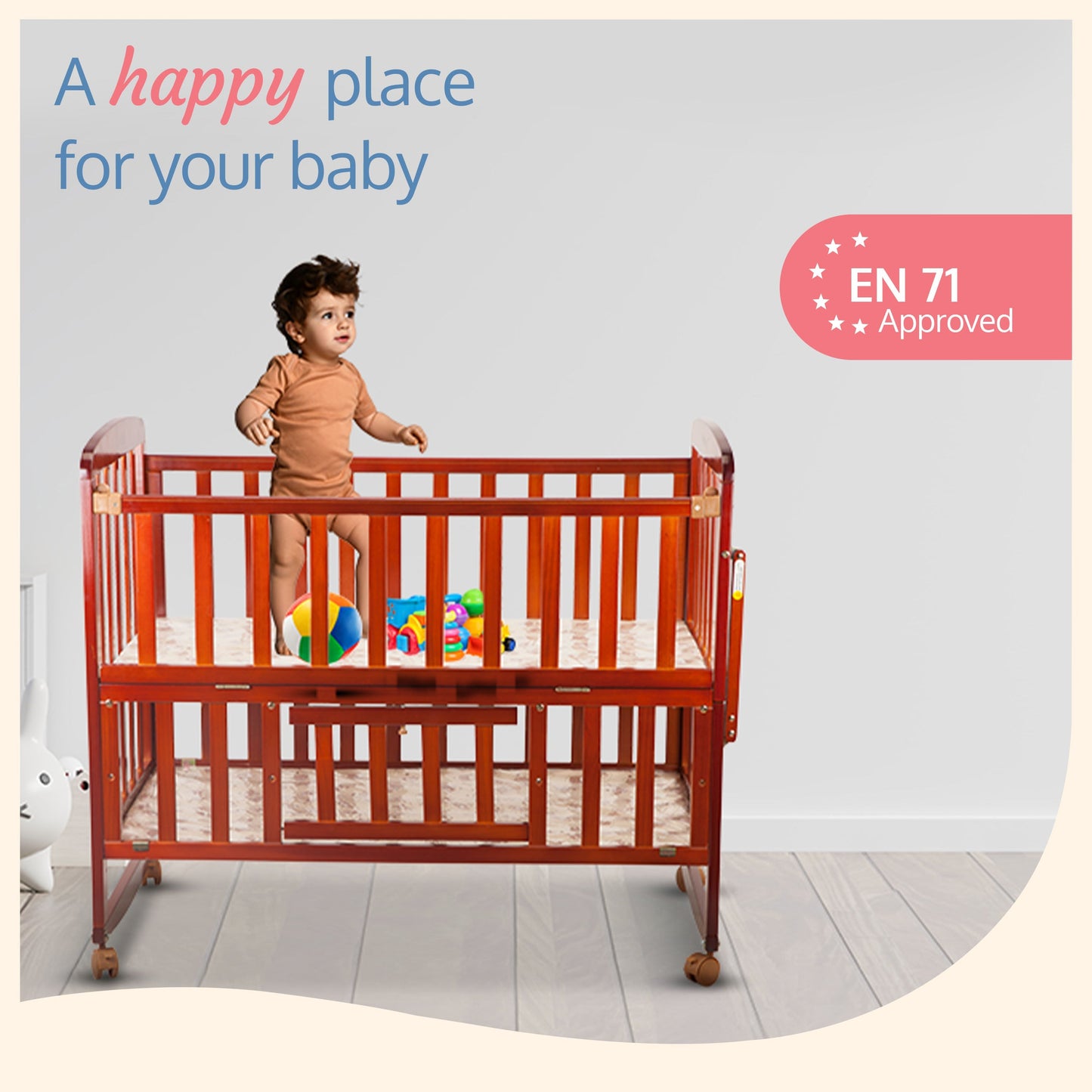 Baby Wooden Cot C-50, Cherry Red