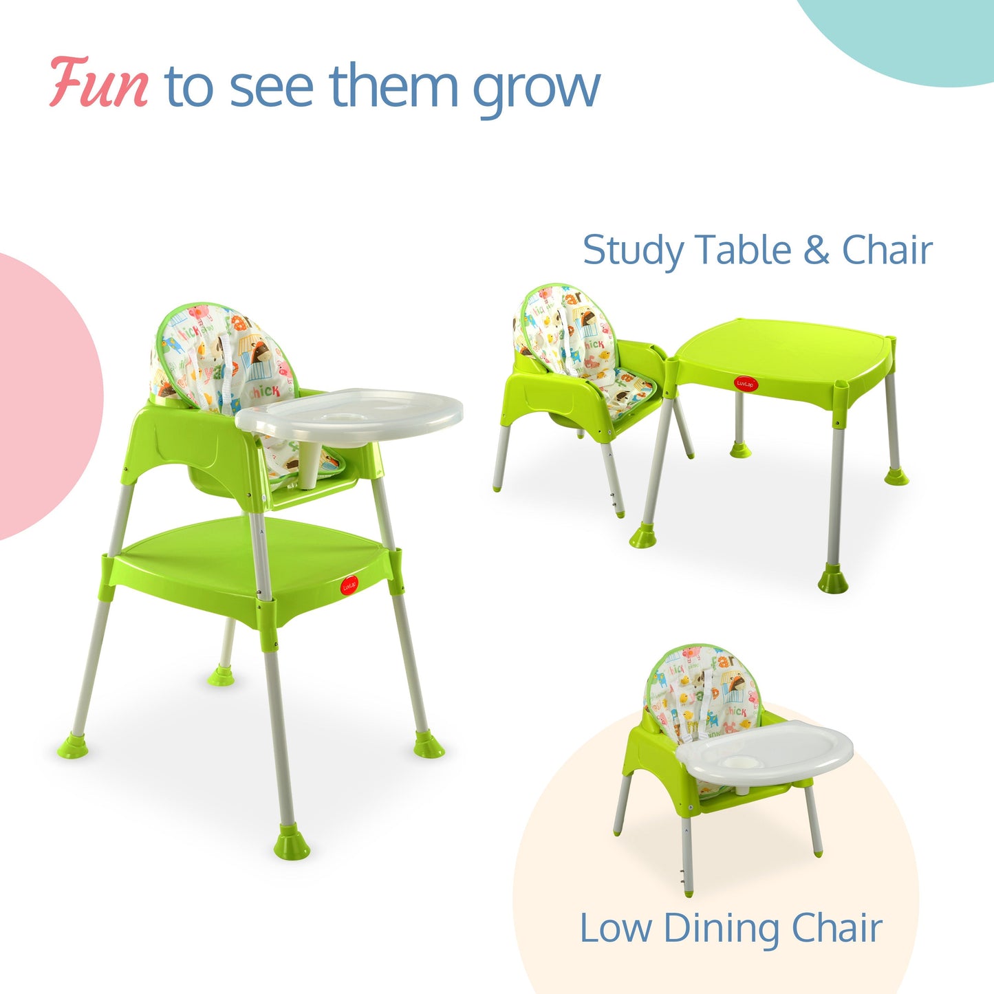 3-In-1 Baby High Chair, Green