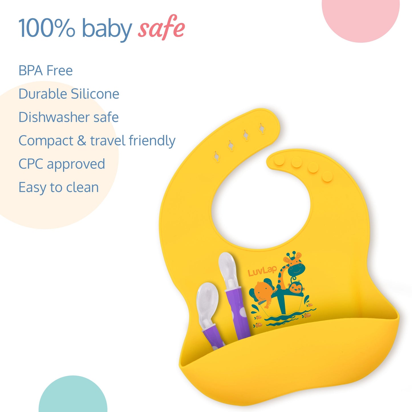 Silicone Baby Bib for Feeding & Weaning Babies & Toddlers, Waterproof (Yellow)
