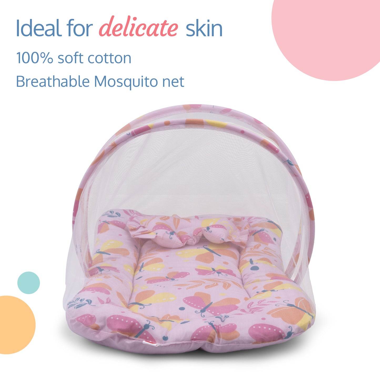 LuvLap Net Pillow Mattress Pink Butterfly Print