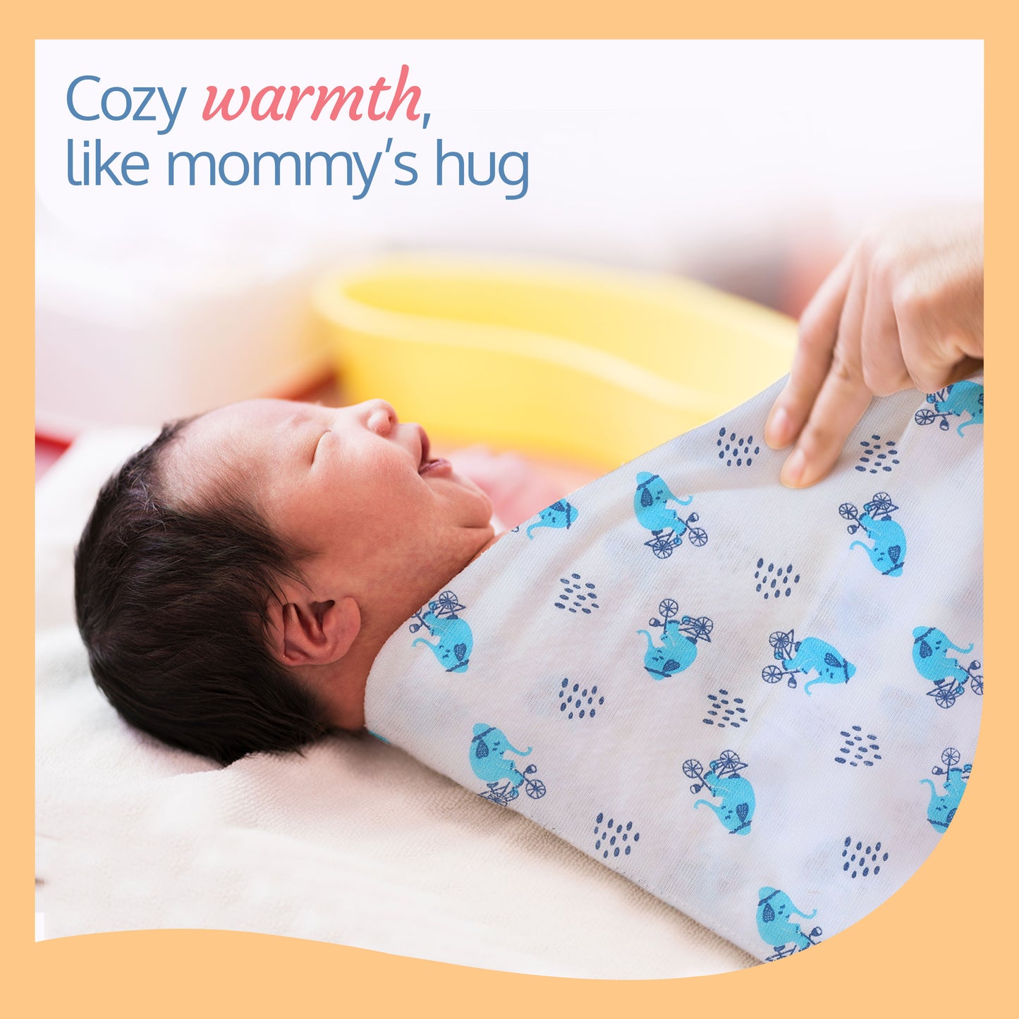 Cotton Hooded Wrapper Bus Print (Sky Blue)