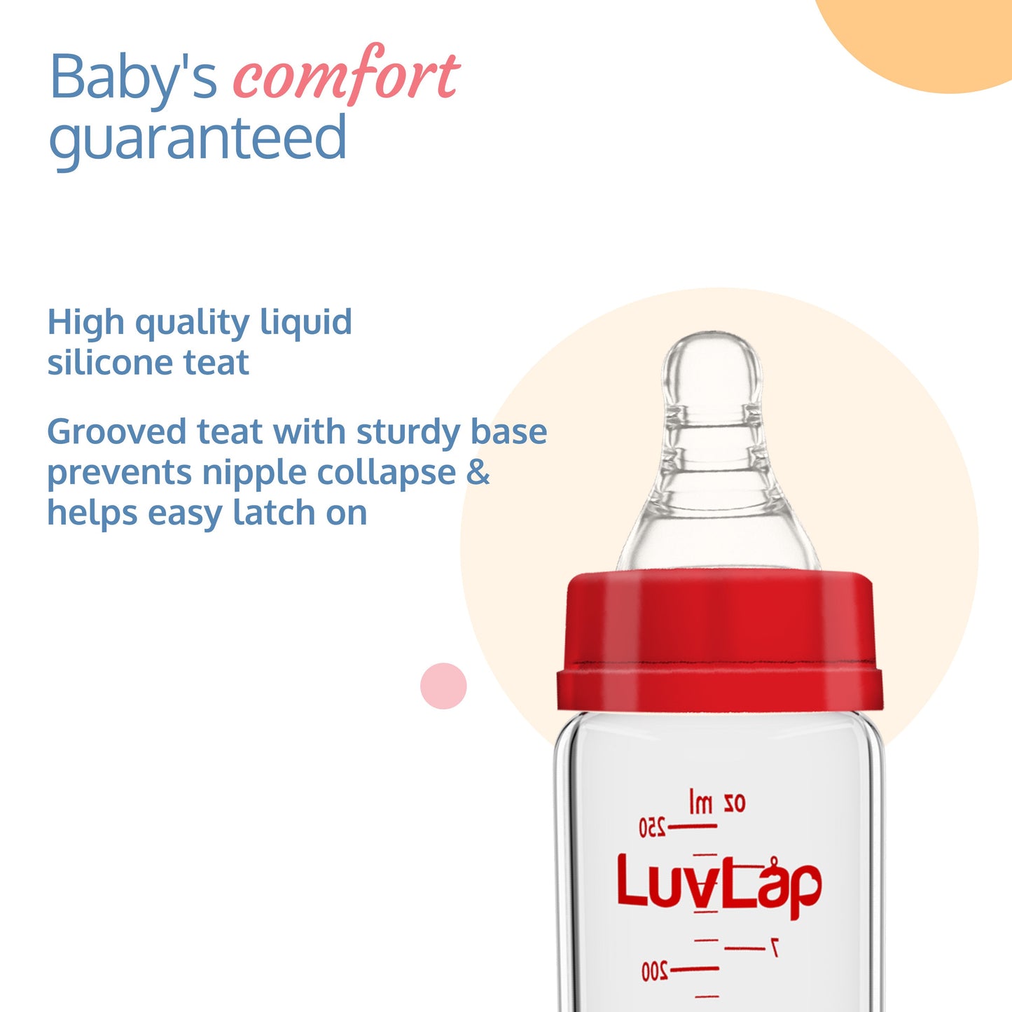 Essential Slim Neck Glass Feeding Bottle, New Born/Infants/Toddler Upto 3 Years, 250ml
